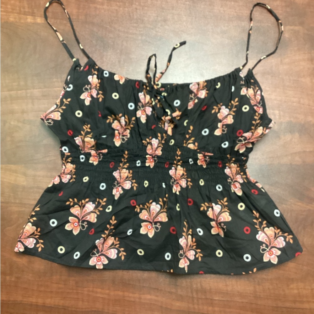 Floral Brown Sleeveless Top